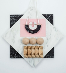 RillRill&rsquo;s&nbsp;<span>marble necklace&nbsp;from natural-toned leather and finished with a metal clasp for a polished look</span>
