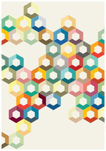 COLOURFUL HONEYCOMB SIZE: A3 (42 x 29.7 cm) We wanted to offer a contemporary Illustration, full of colours, bold shapes and eye popping contrasts that will brighten people's place and room