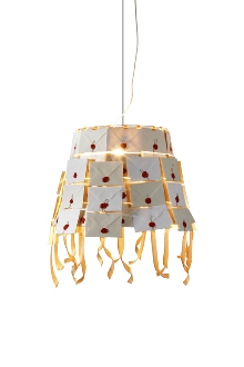 Handmade Love Letter lamp by Megumi Ito, a lights fixture designer from Japan living in Austria. Every letter on the lamp is handwritten with special message inside