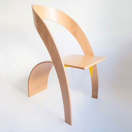 Dynamic Wood Chair Made of Two Curved Elements - cover