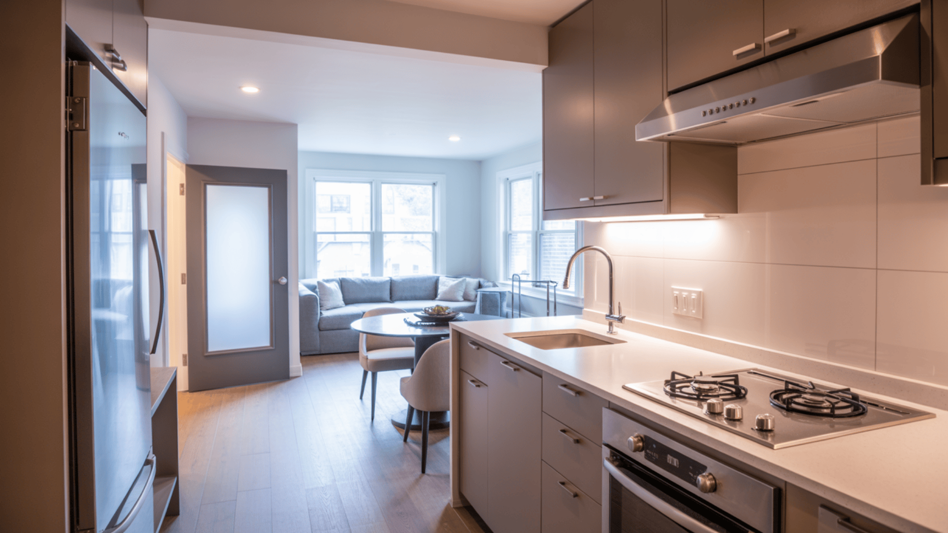 Accessory dwelling unit (ADU) designed for multigenerational living, featuring a kitchenette and joint living and dining