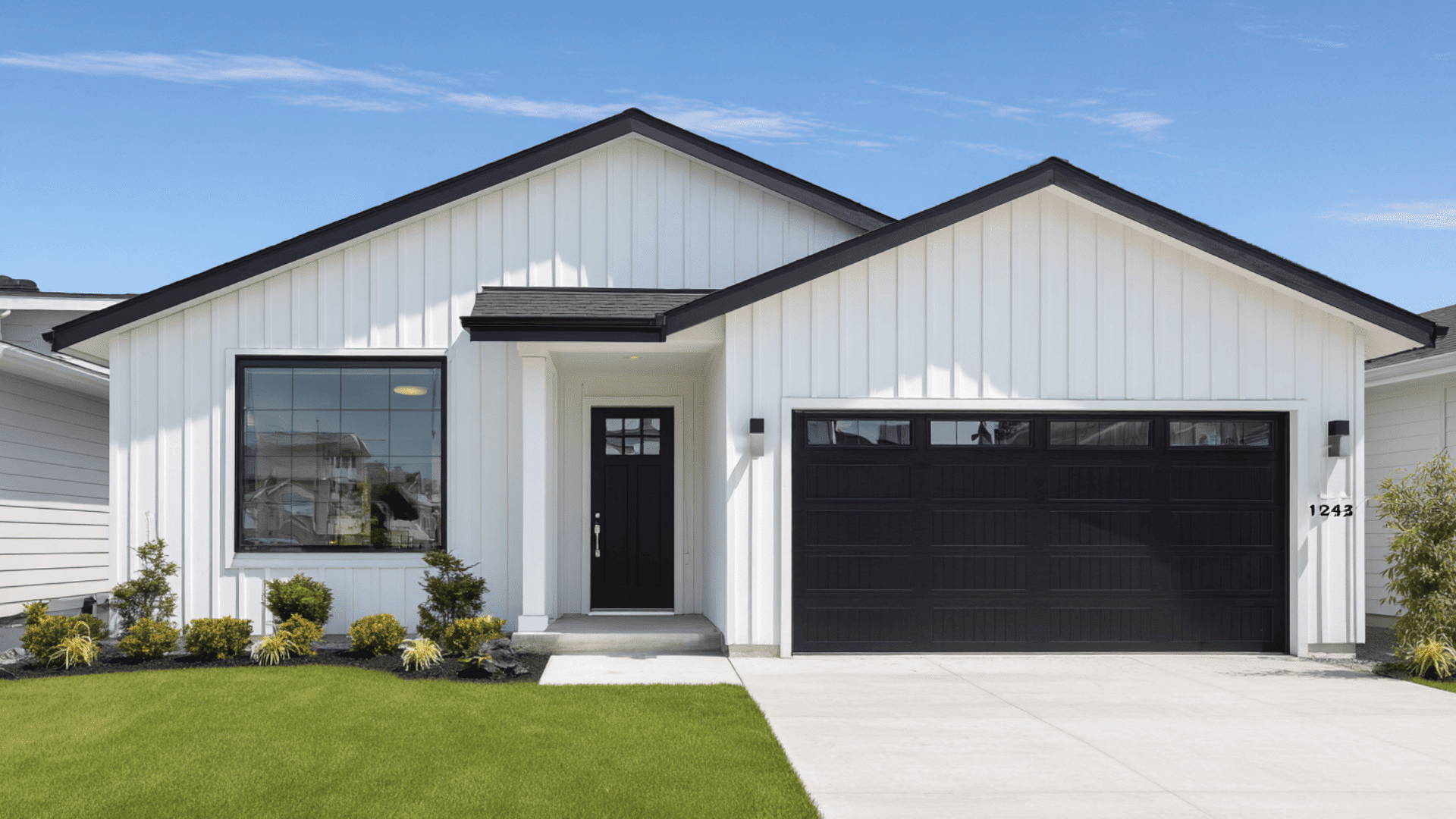 Black Garage Door as The Main Contrast Feature