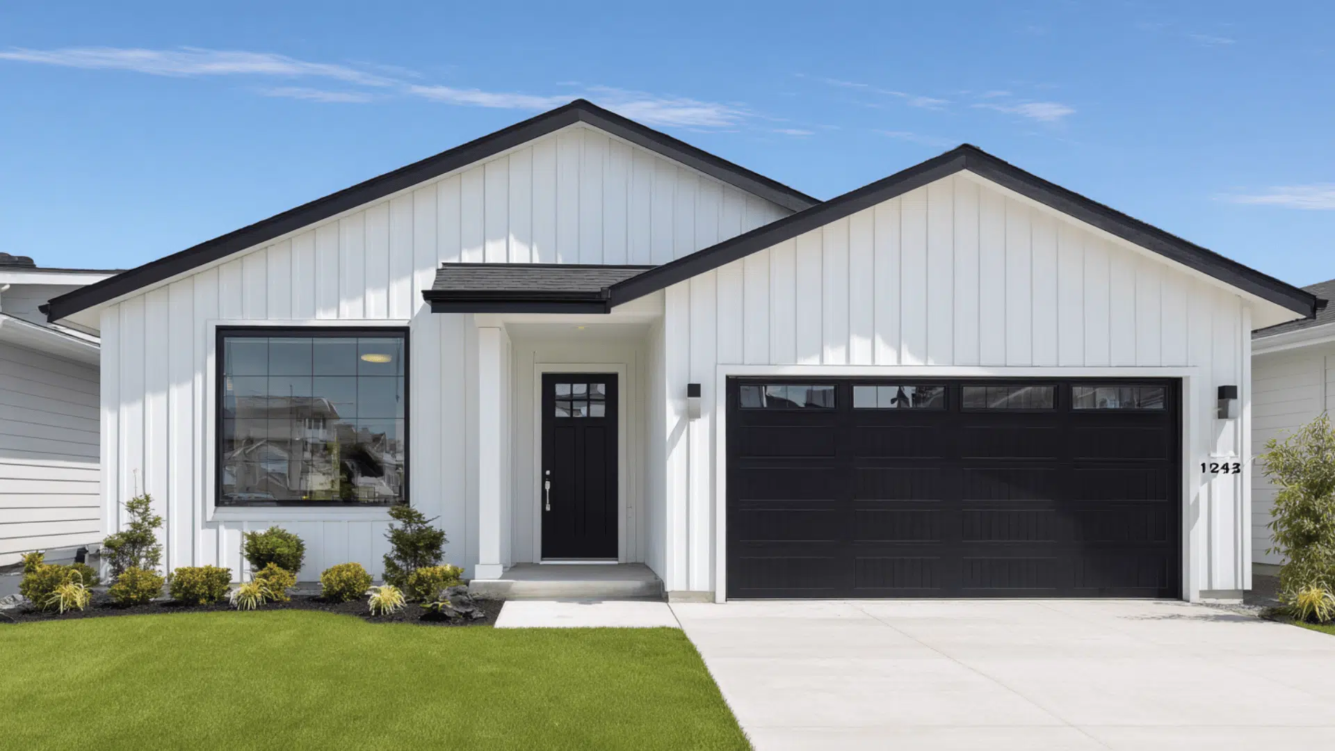 Black Garage Door as The Main Contrast Feature