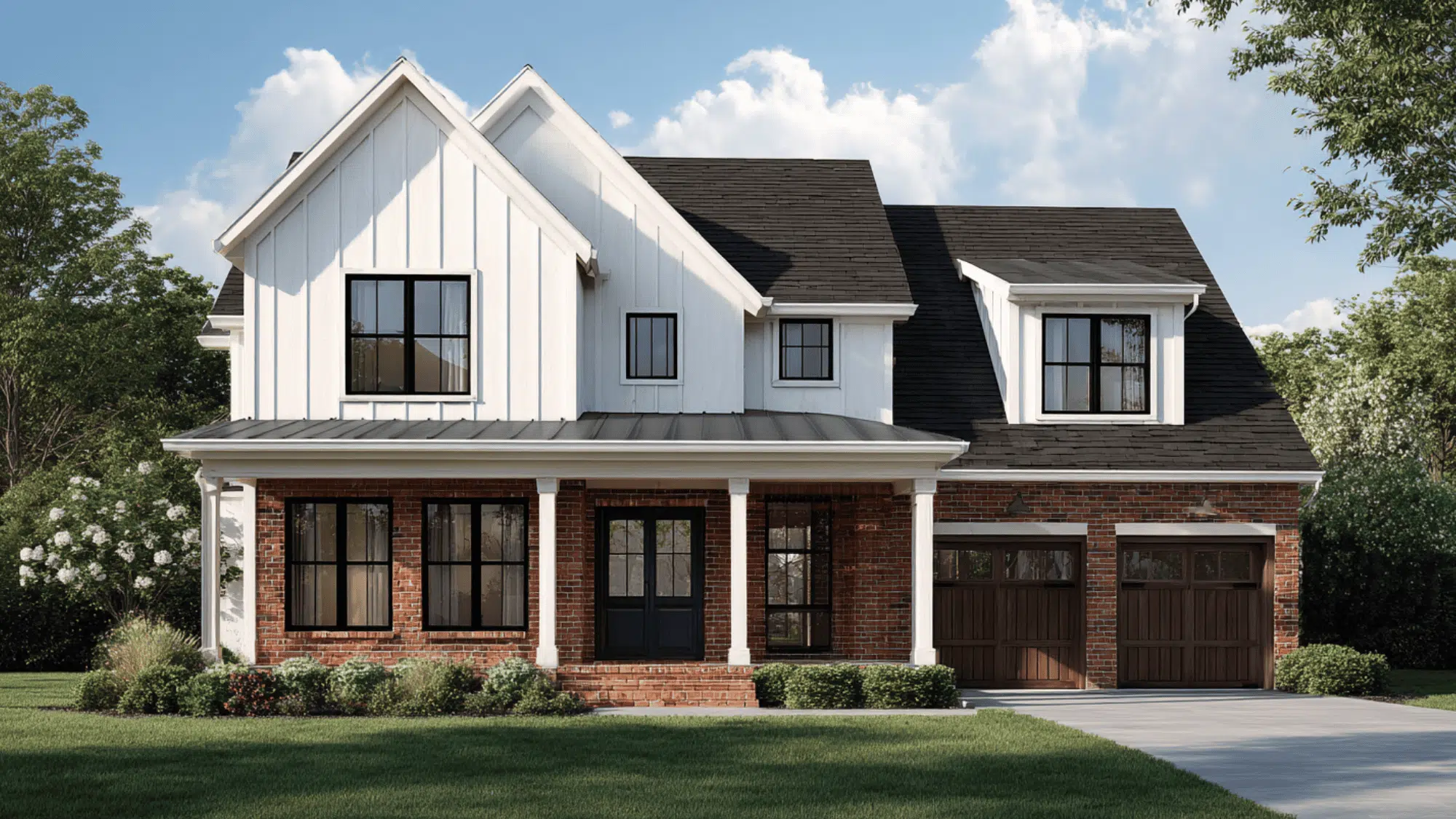 Brick And Board And Batten Farmhouse Exterior