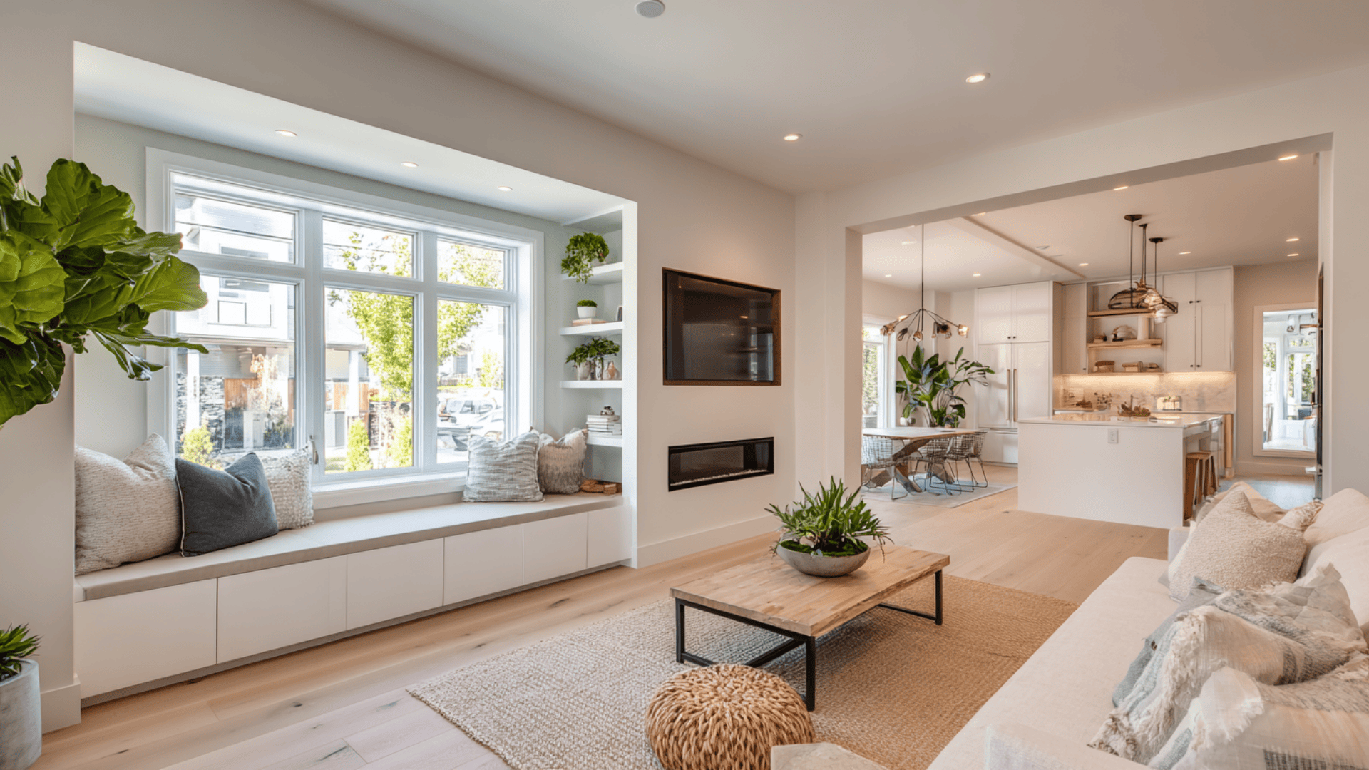 Built In Bench Seating Along One Side