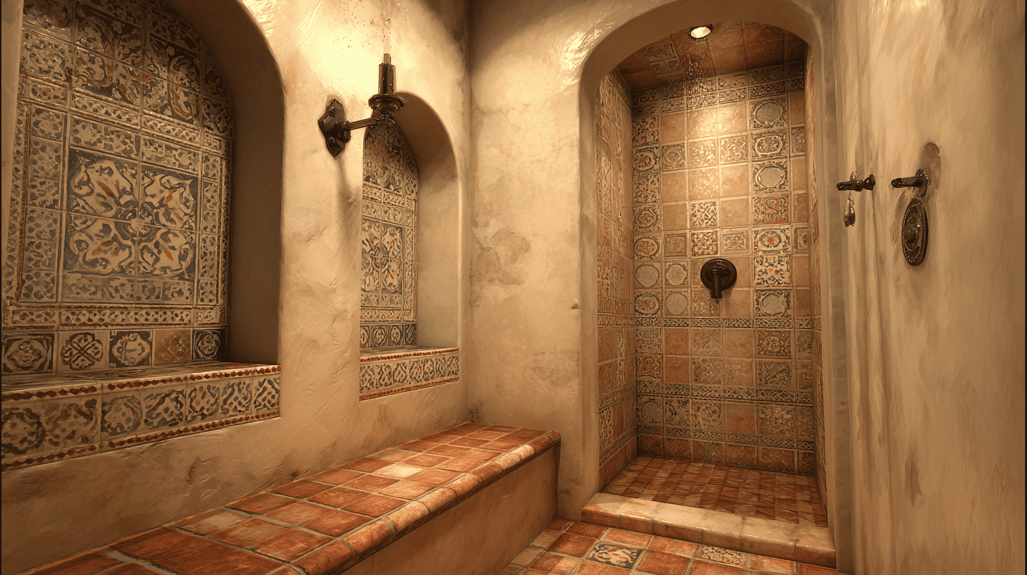 Built In Wall Niches Spanish Bathroom