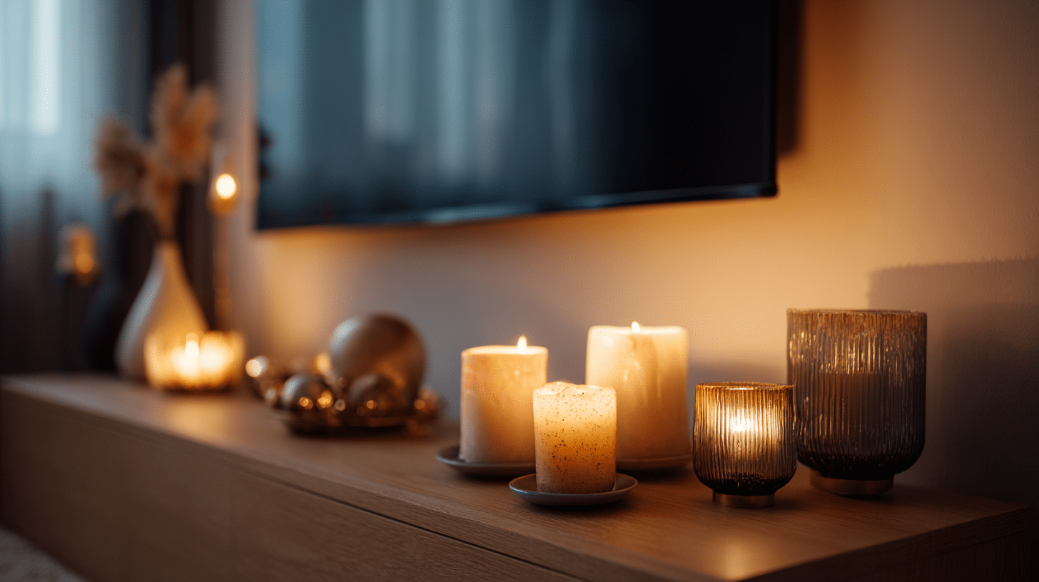 Candles On Tv Stand Creating Cozy Atmosphere