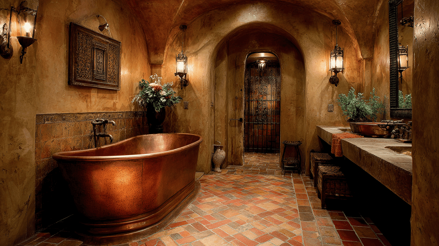 Copper Bathtub Spanish Style Bathroom