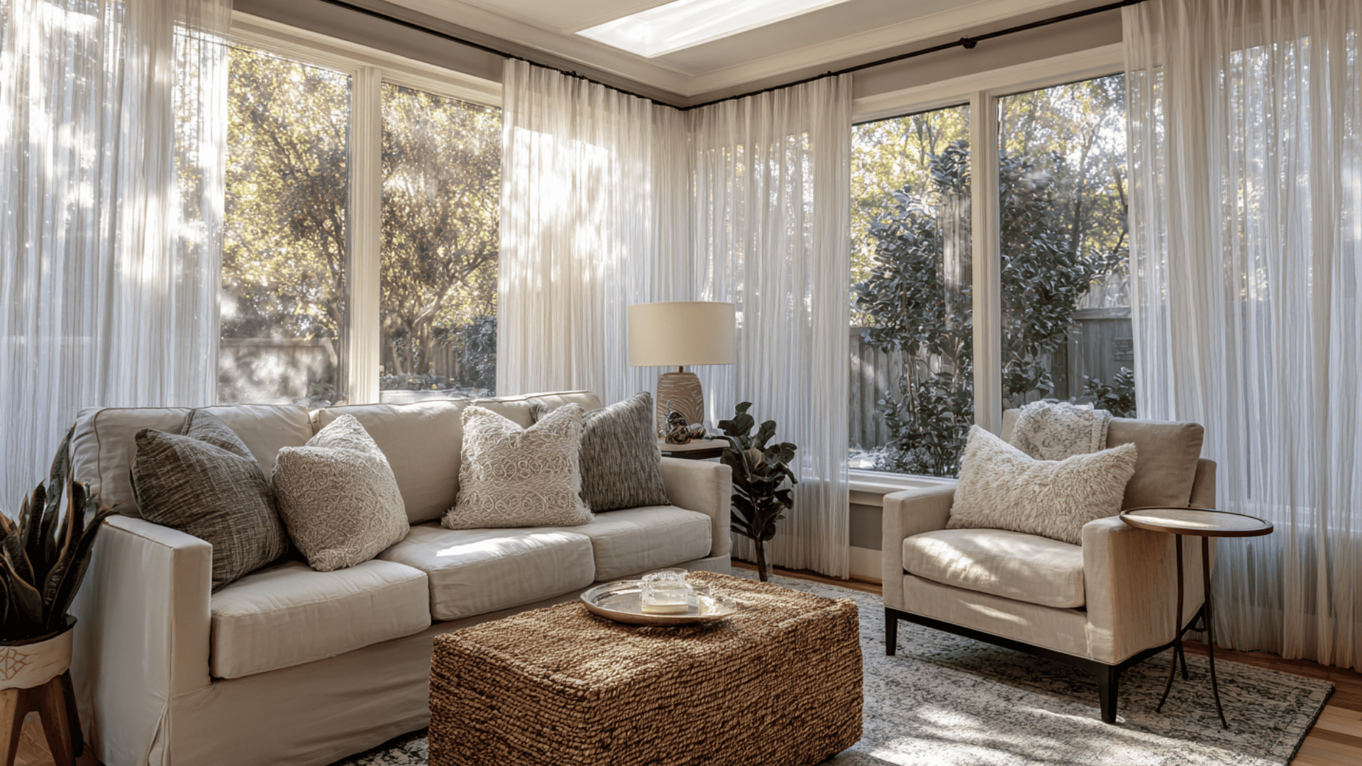 Cozy Sunroom with Curtains