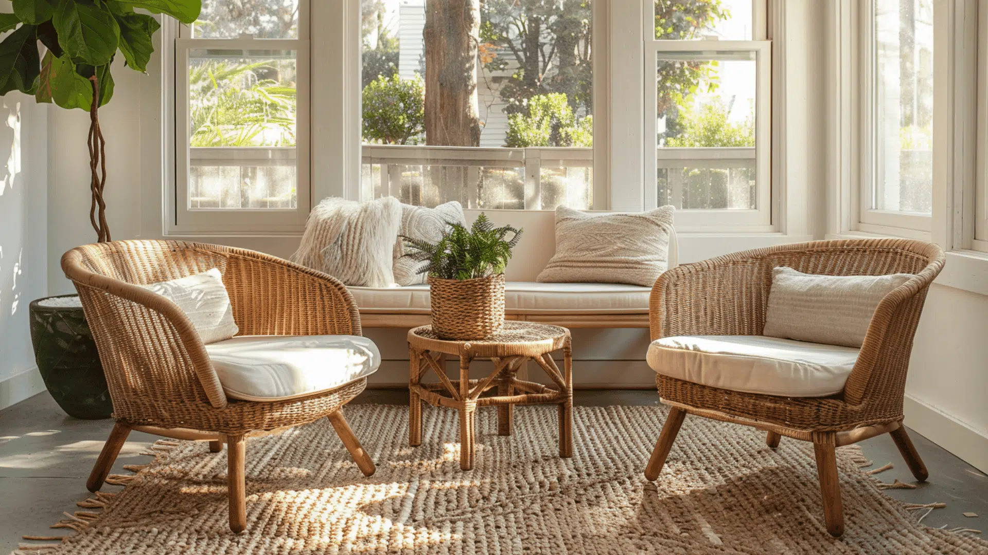 Cozy Sunroom with Wicker