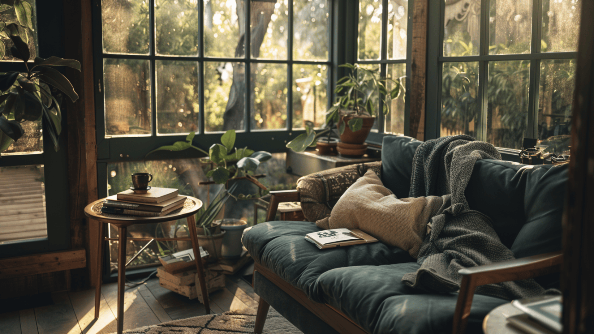 Dark & Moody Cozy Sunroom