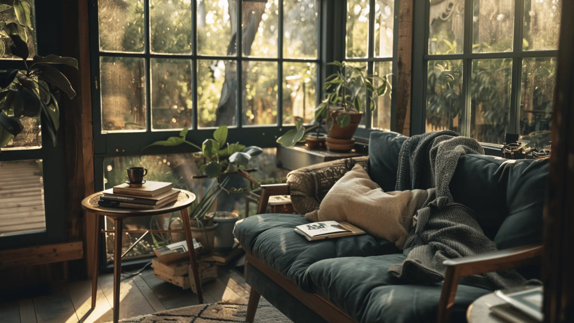 Dark & Moody Cozy Sunroom
