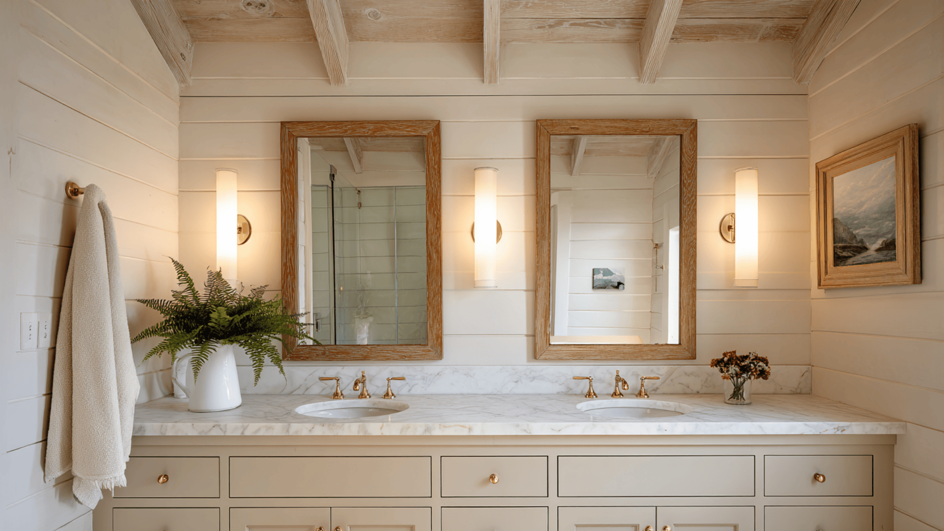 Double Vanity Symmetry With Matching Sconces
