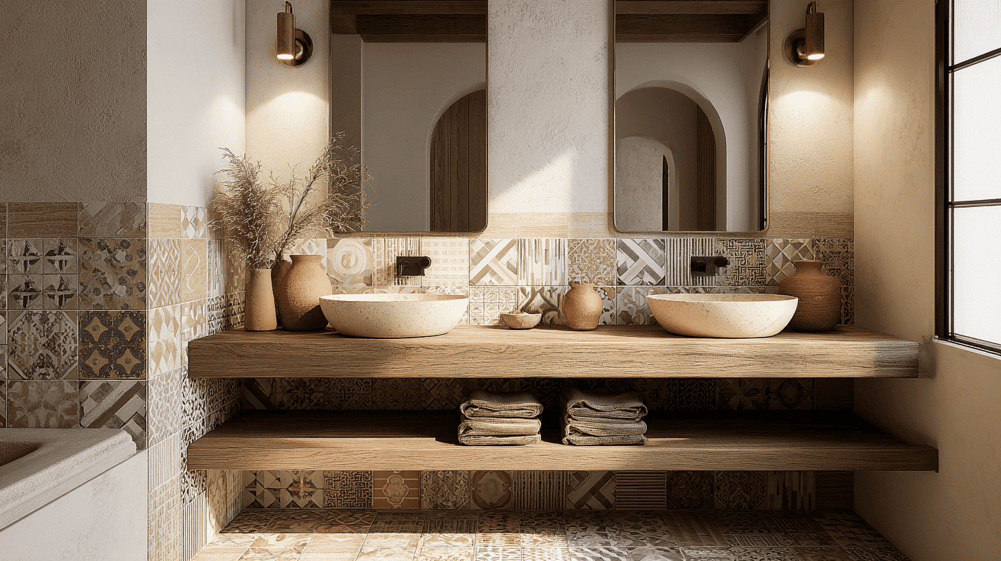 Earthy Color Palette Spanish Bathroom