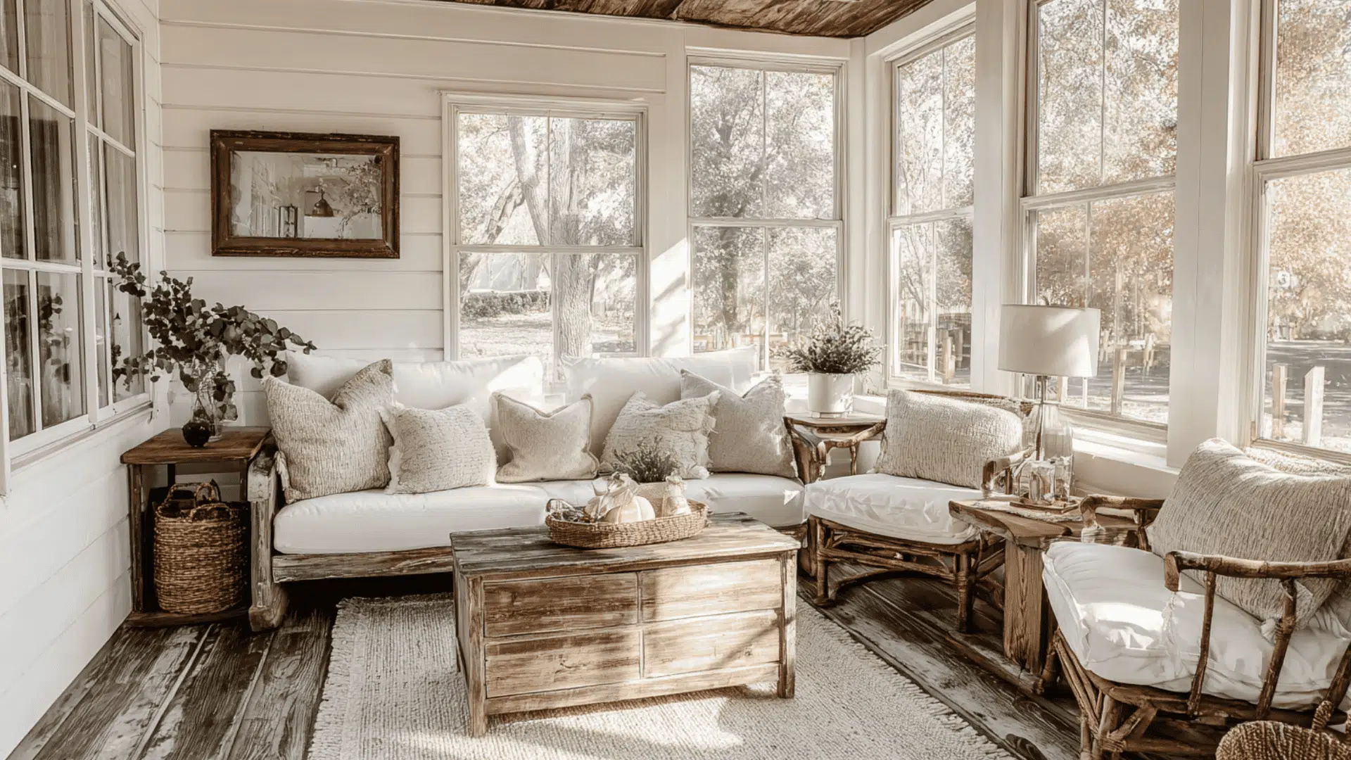 Farmhouse Inspired Sunroom