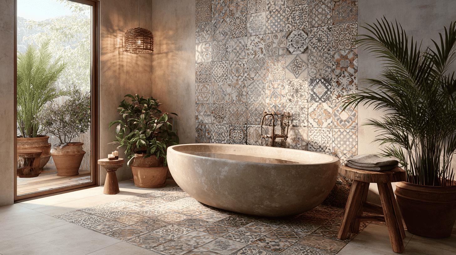 Freestanding Tub Mediterranean Spanish Bathroom