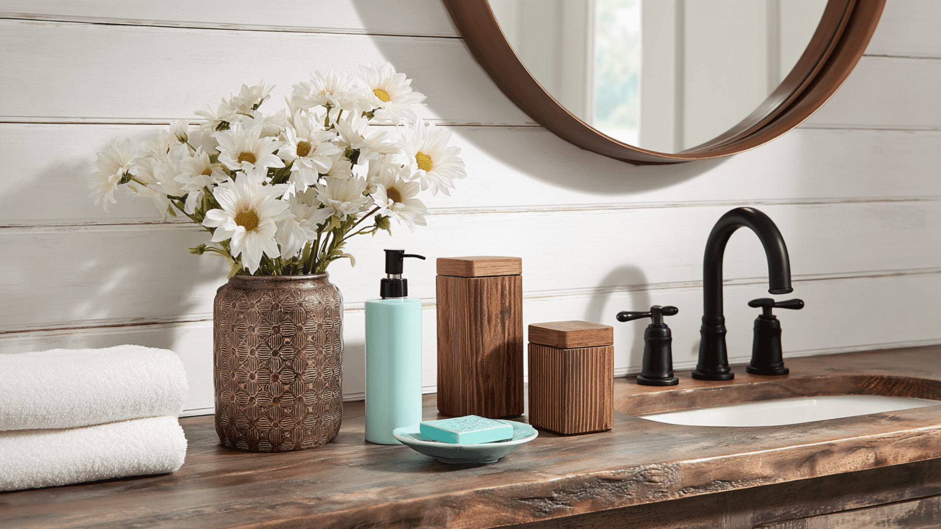 Handmade Ceramic Accessories On A Wood Tray