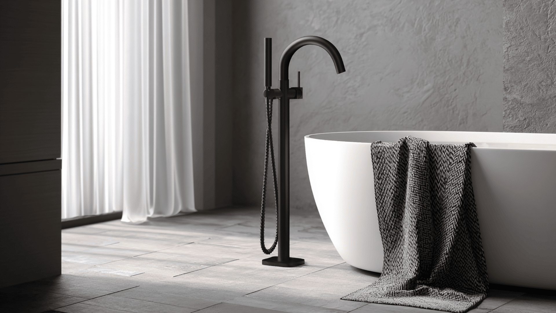 Matte Black Tub Filler For A Modern Farmhouse Twist