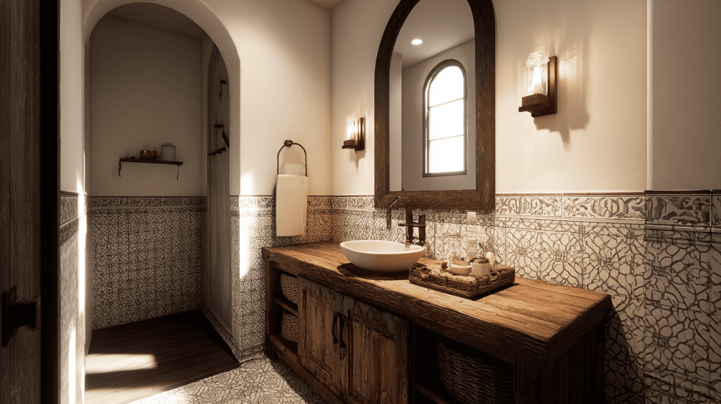 Minimal Spanish Bathroom Rustic Details