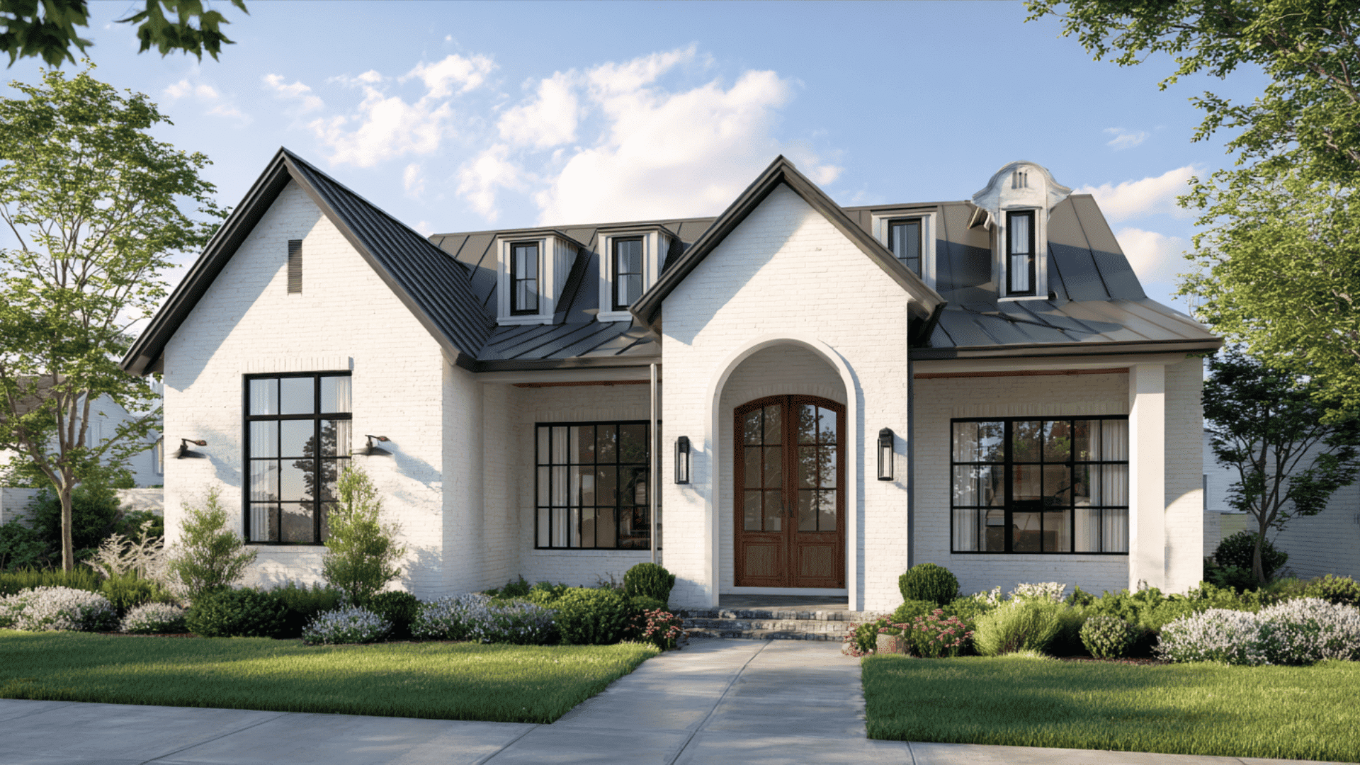 Modern Farmhouse With Arched Entry Details