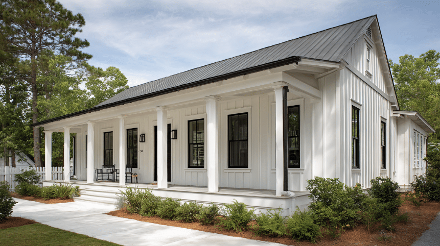Modern Farmhouse With Open Porch Columns