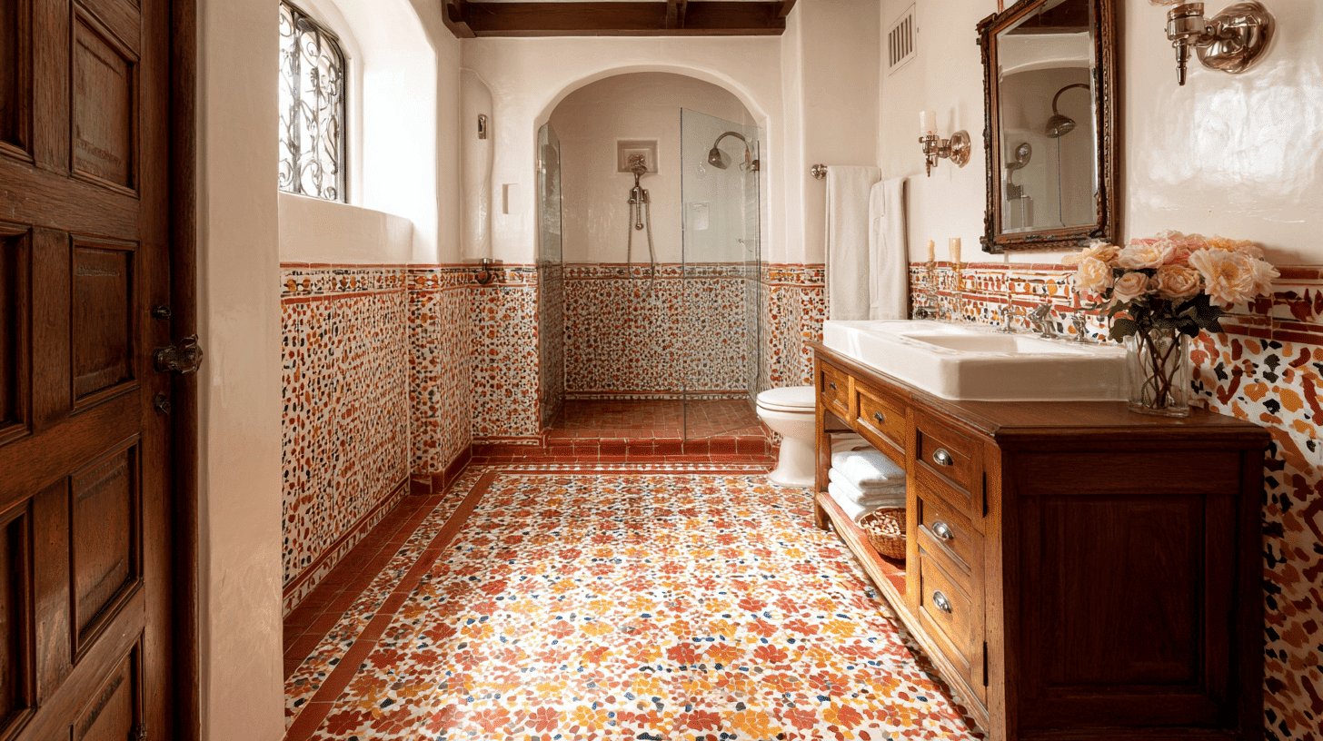 Moorish Pattern Tiles Spanish Style Bathroom