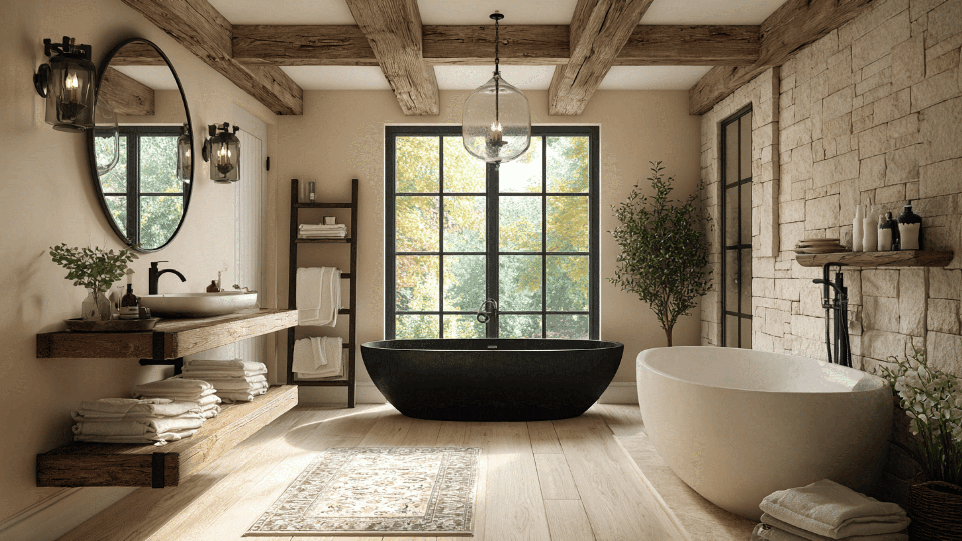 Neutral Spa Feel With Rustic Texture Layers