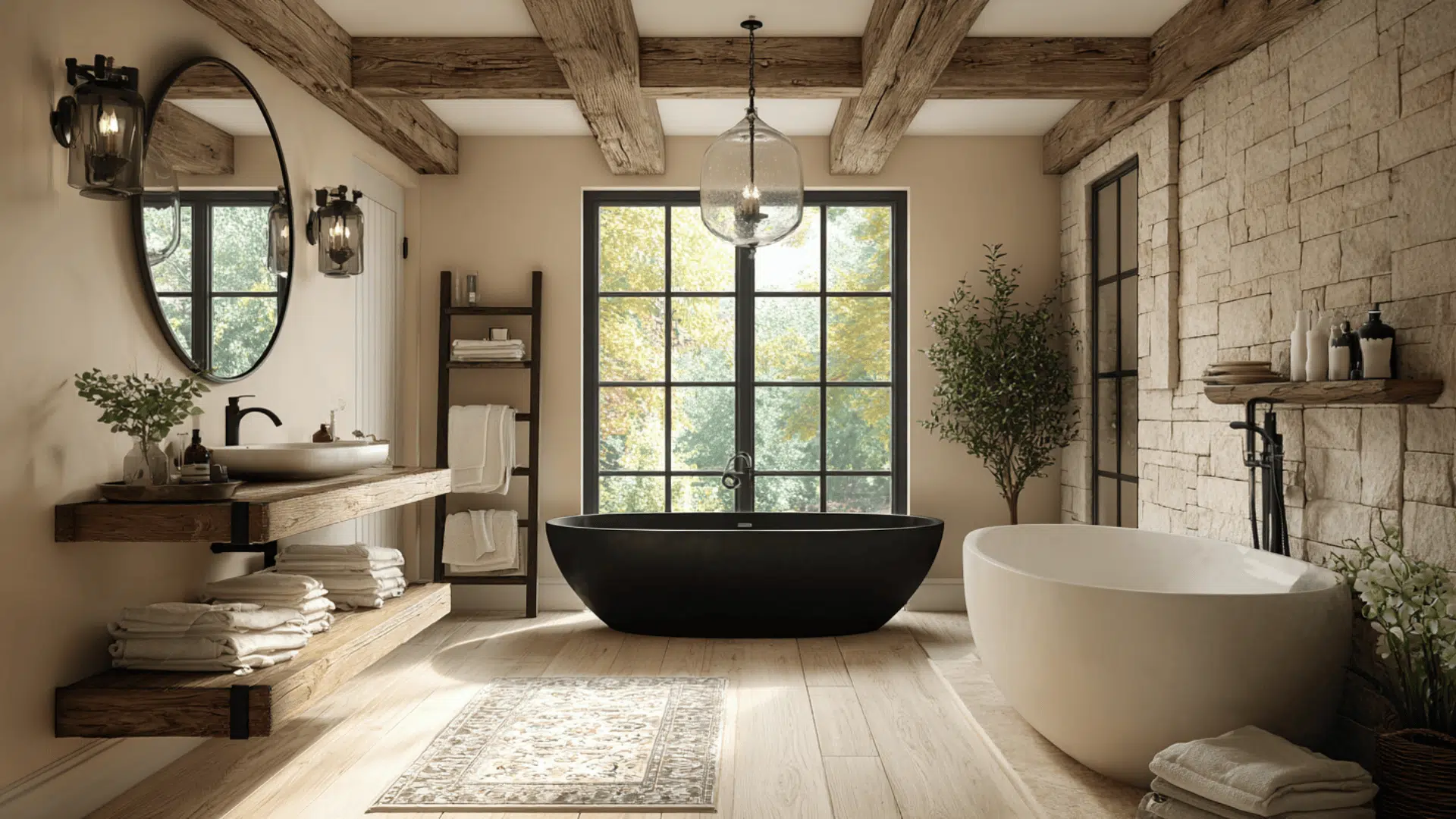 Neutral Spa Feel With Rustic Texture Layers