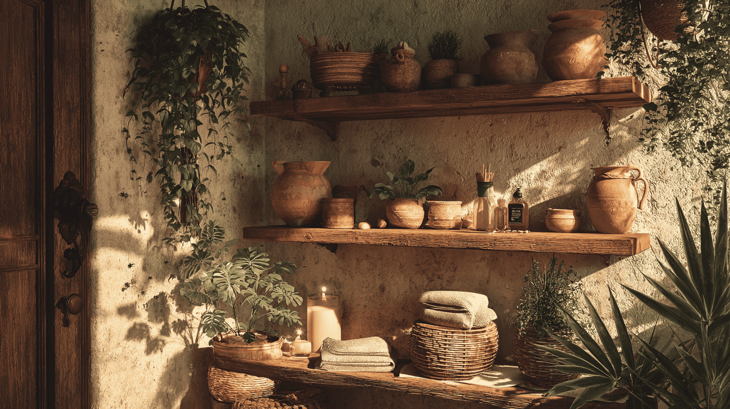 Rustic Shelving Handmade Decor Spanish Bathroom