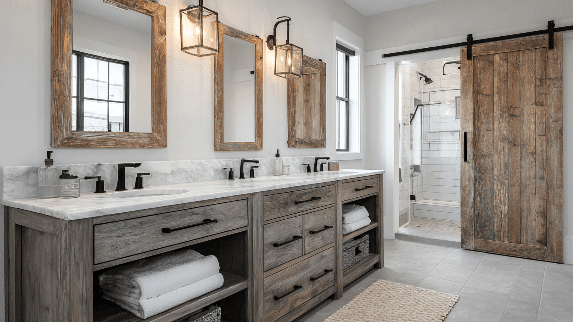 Sliding Barn Door With Sleek Modern Pulls