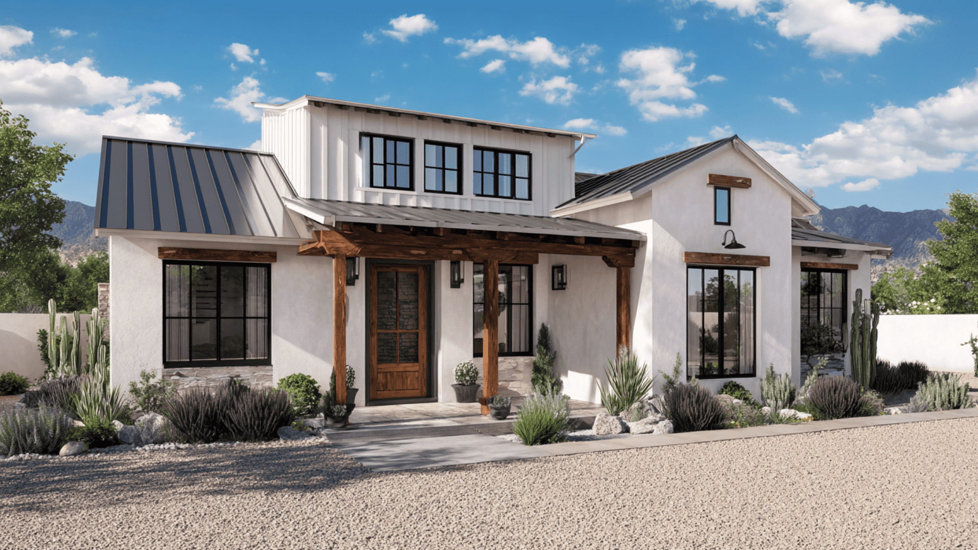 Stucco Modern Farmhouse Exterior