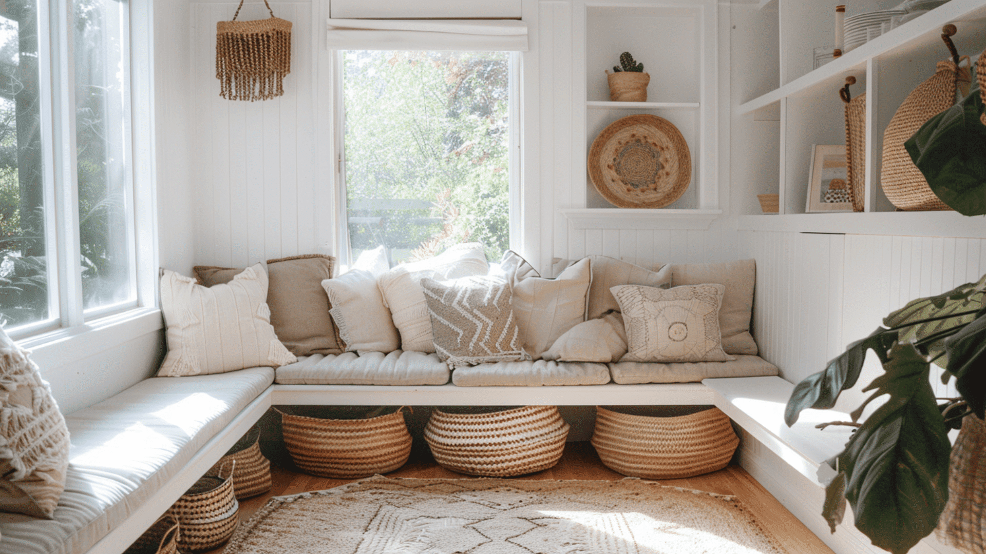 Sunroom with Built In Storage