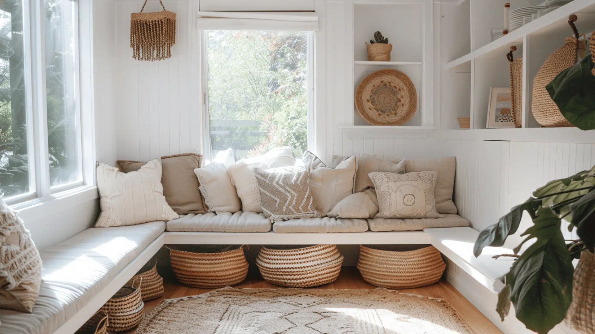 Sunroom with Built In Storage
