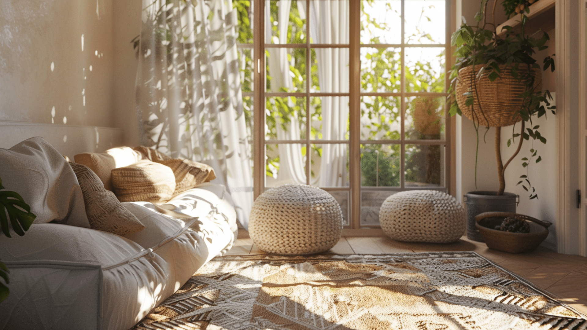 Sunroom with Poufs