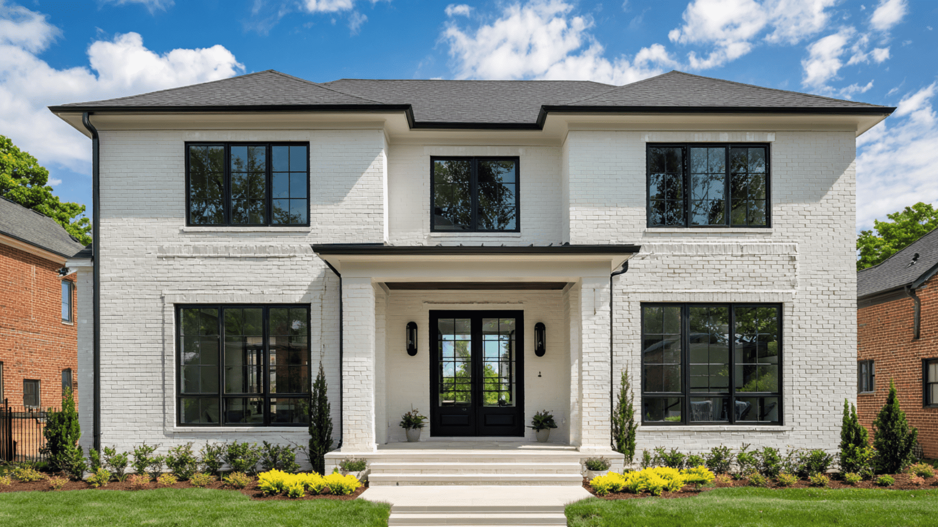 _White Brick with Thin Black Trim Lines with a Crisp Outline