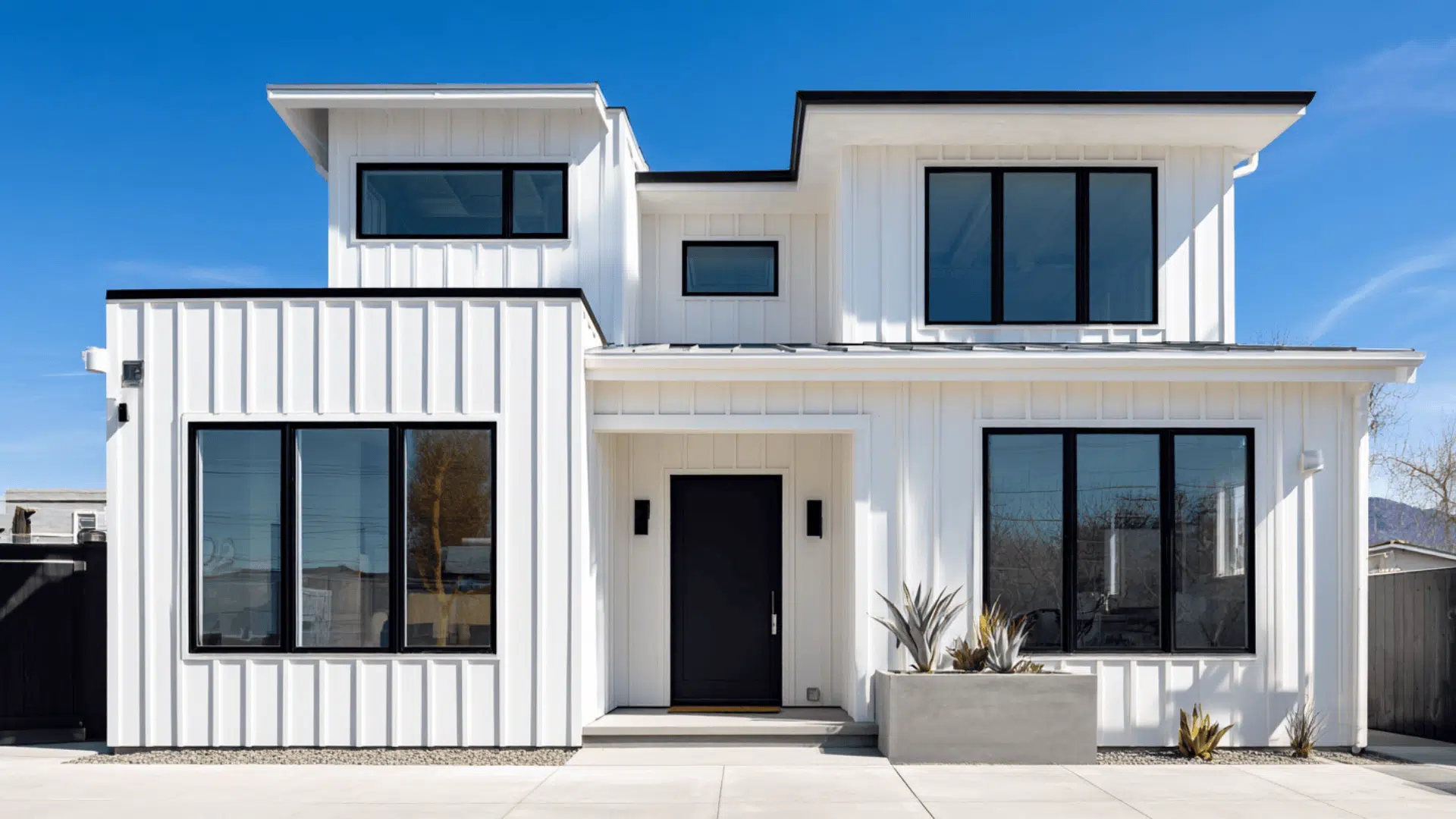 _White Walls Black Windows No Extra Decor