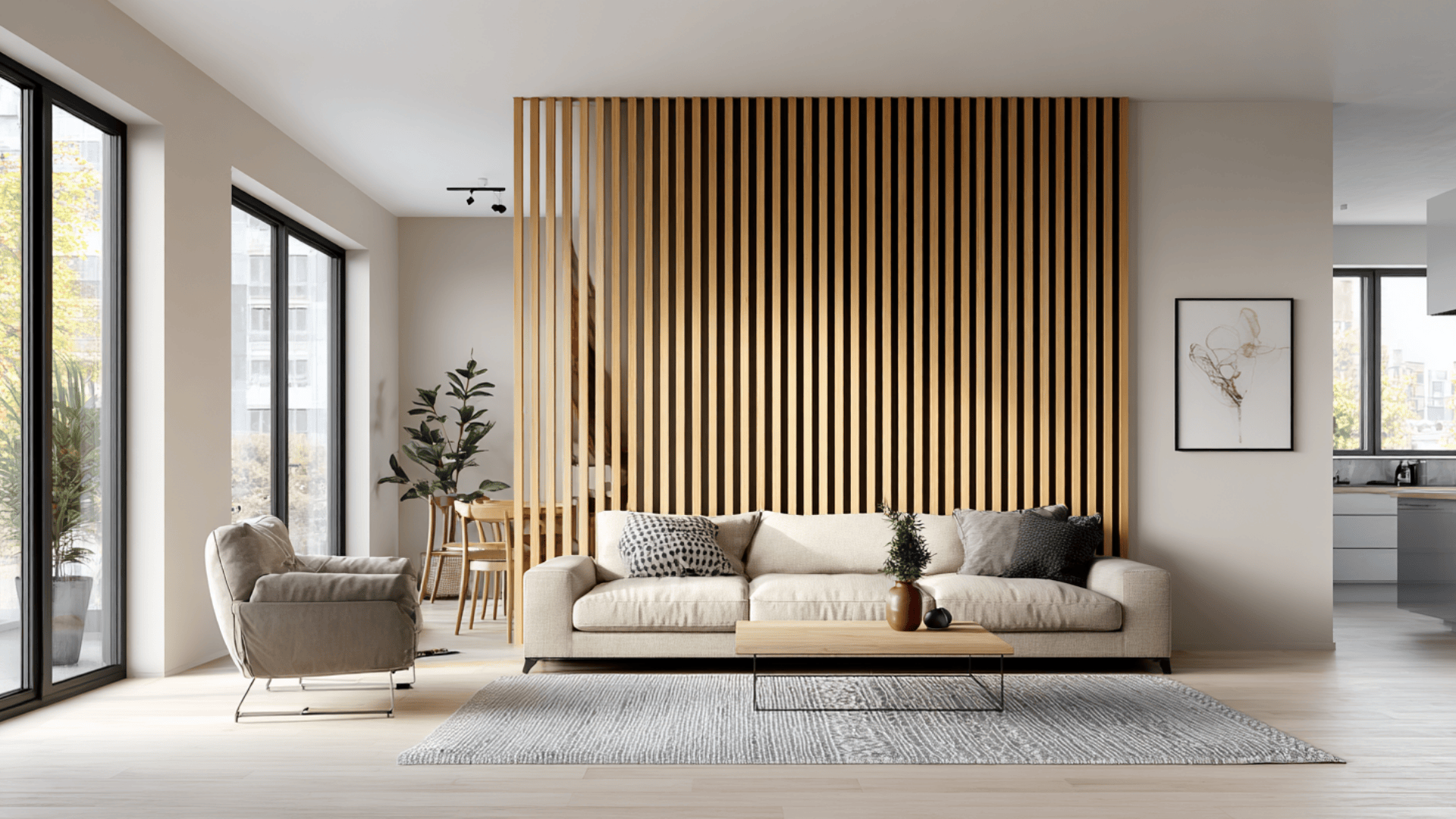 Wood Slat Feature Wall For Warmth And Depth