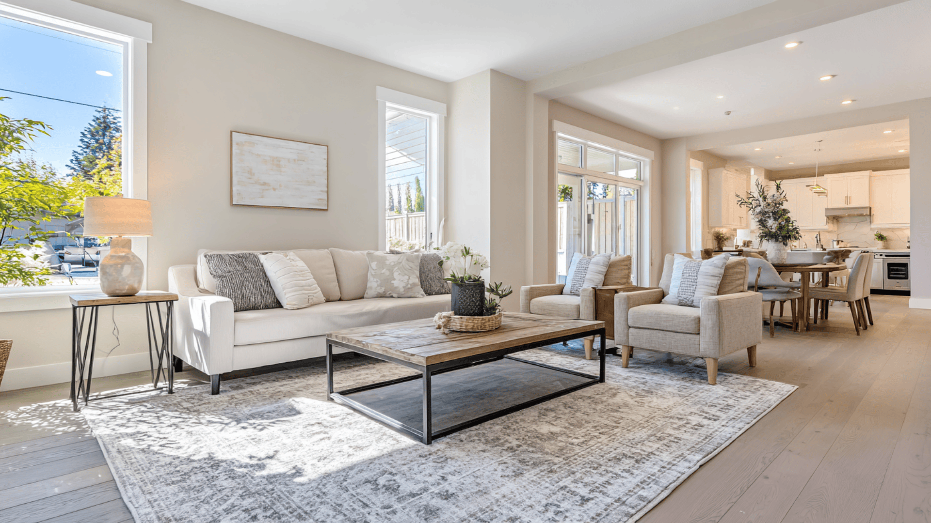 Zoned Layout With A Large Area Rug