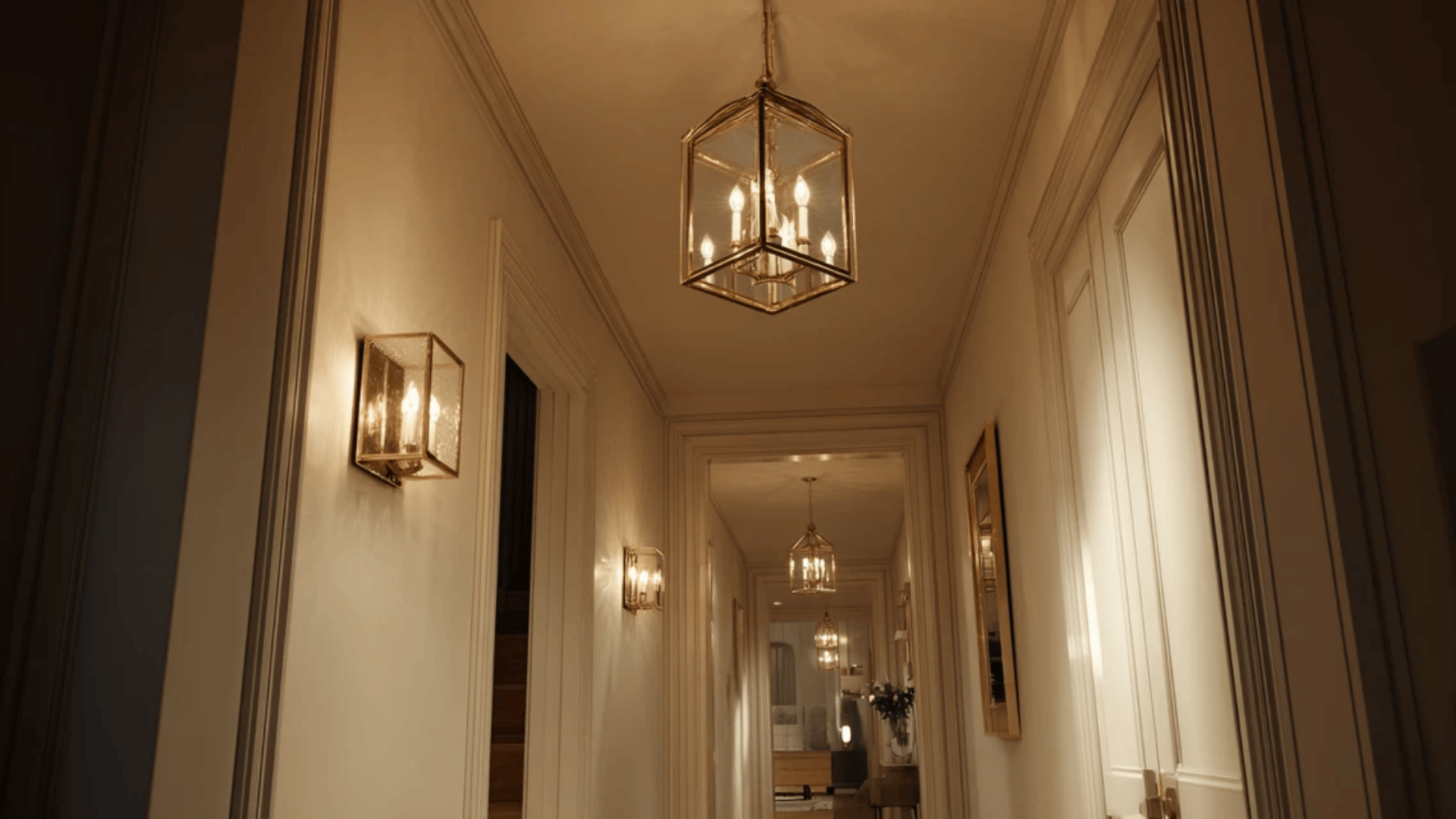 a hallway with lights for victorian look