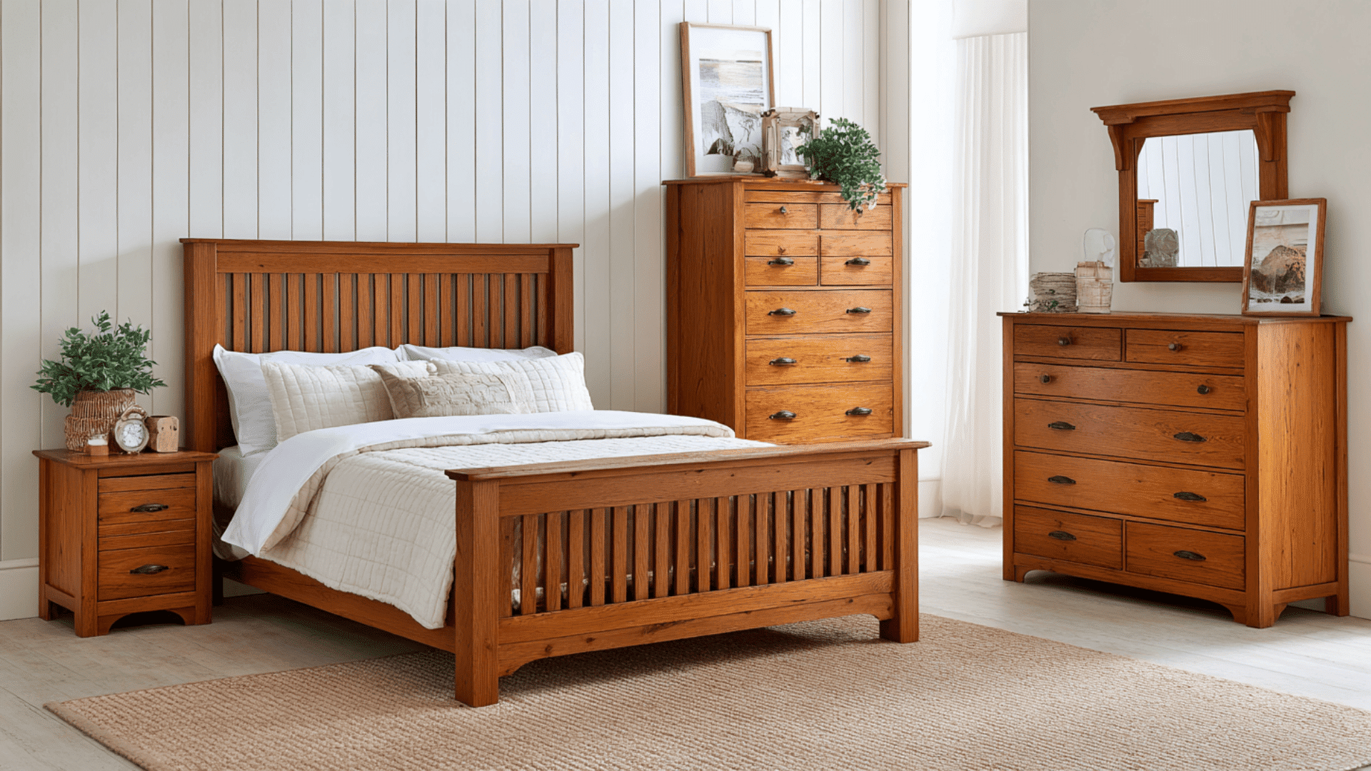 cabinet and dresser in a room