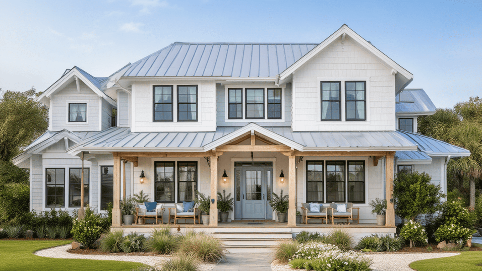 coastal inspired modern farmhouse exterior