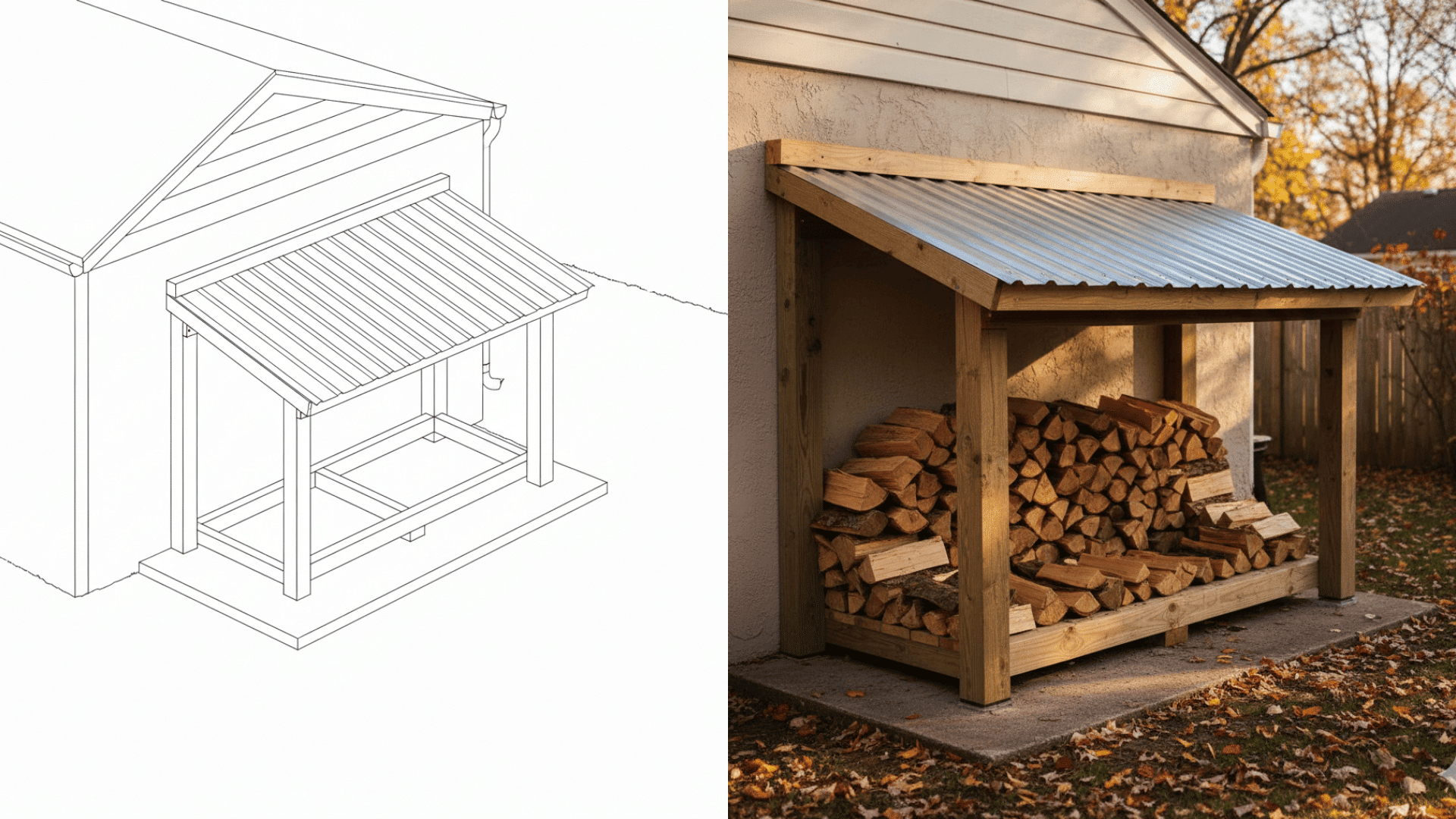 covered firewood storage