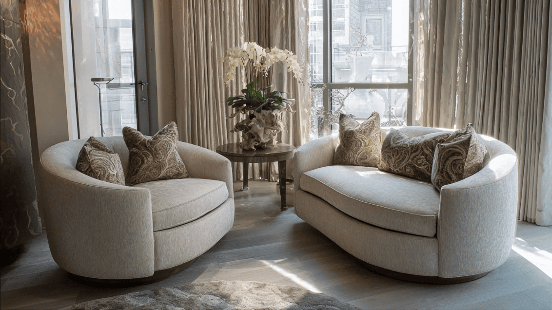 curved sofas for Victorian look