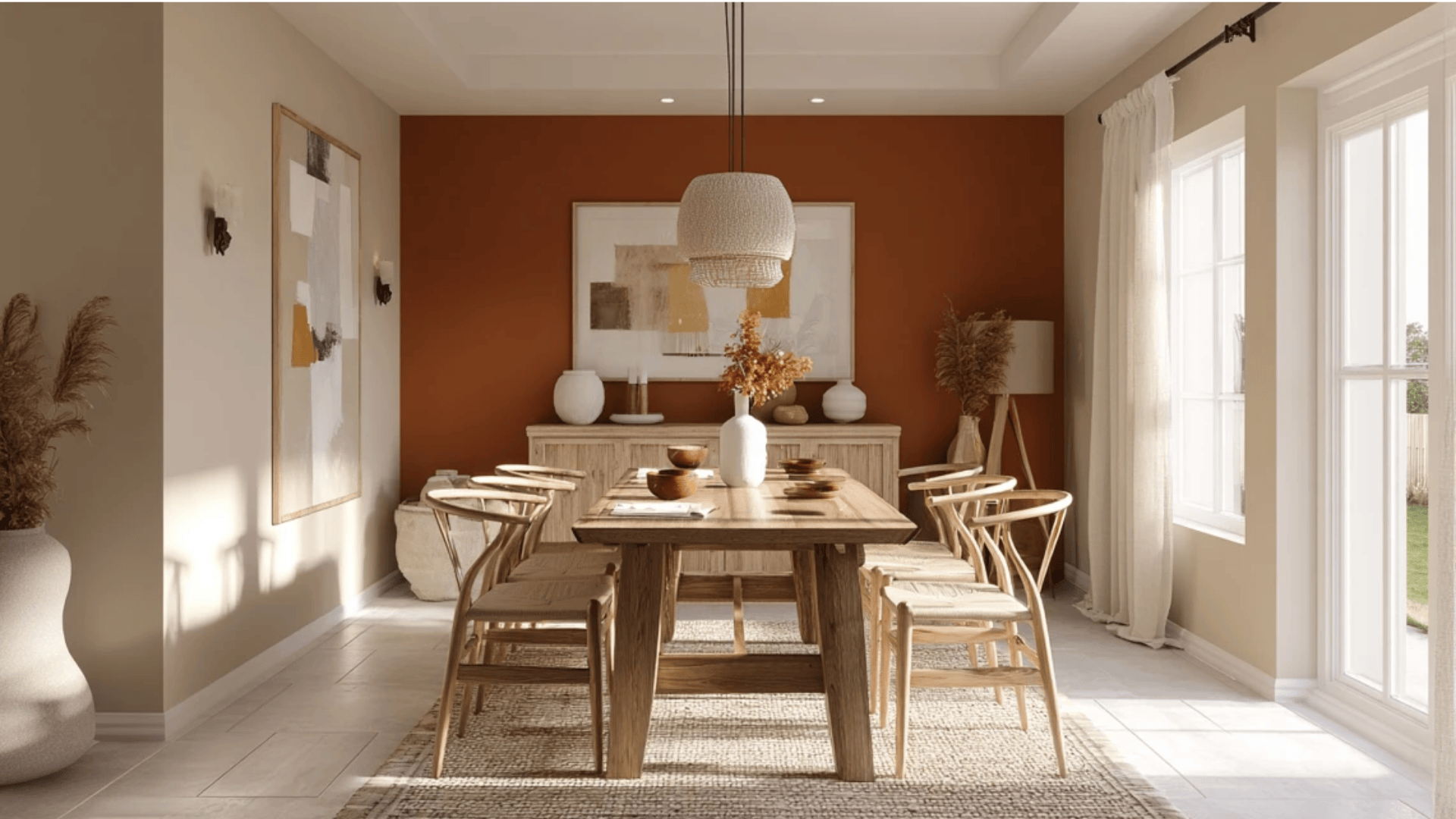 dining area with warm cream tones