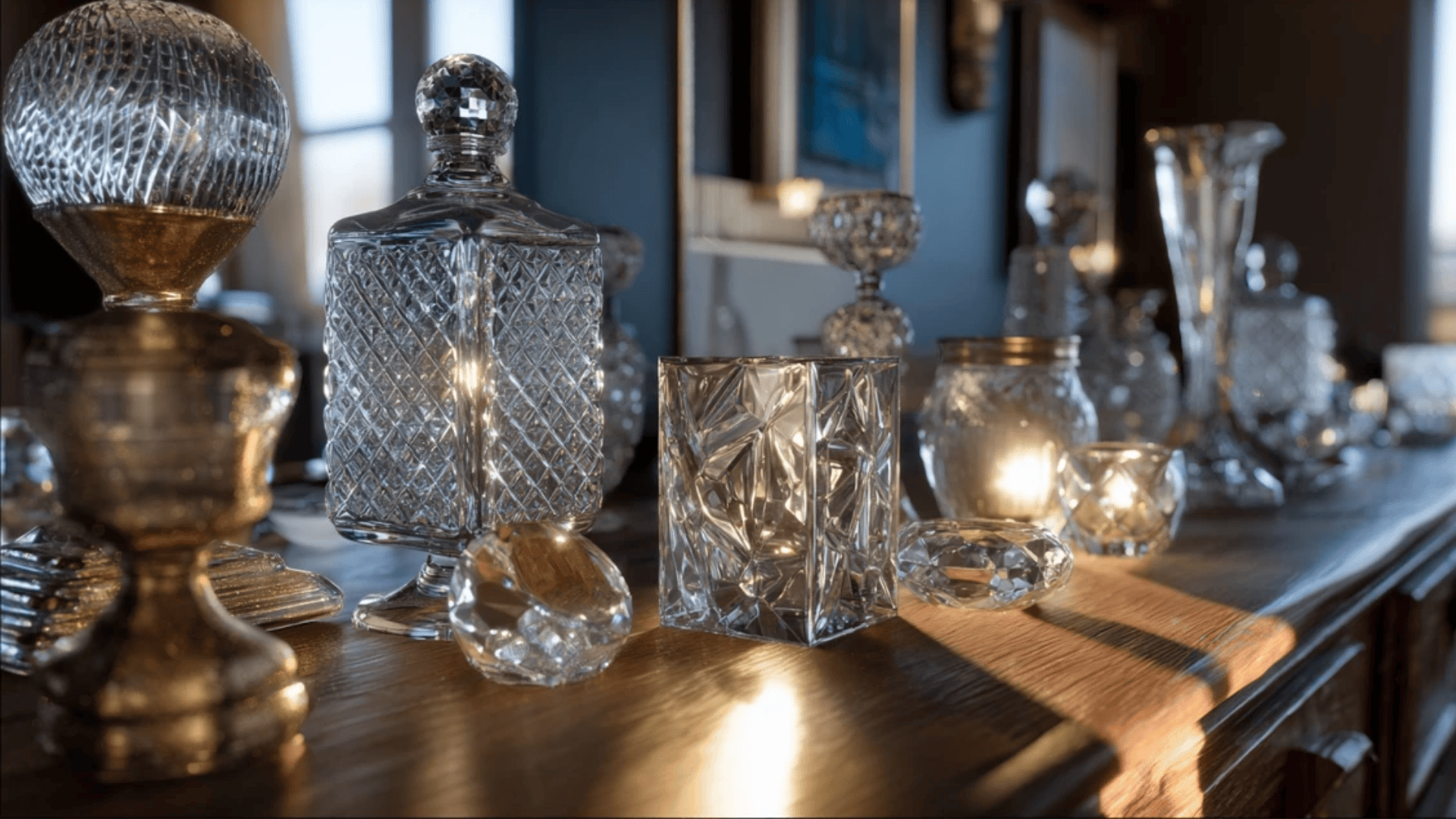 glasses and crystal decor accessories