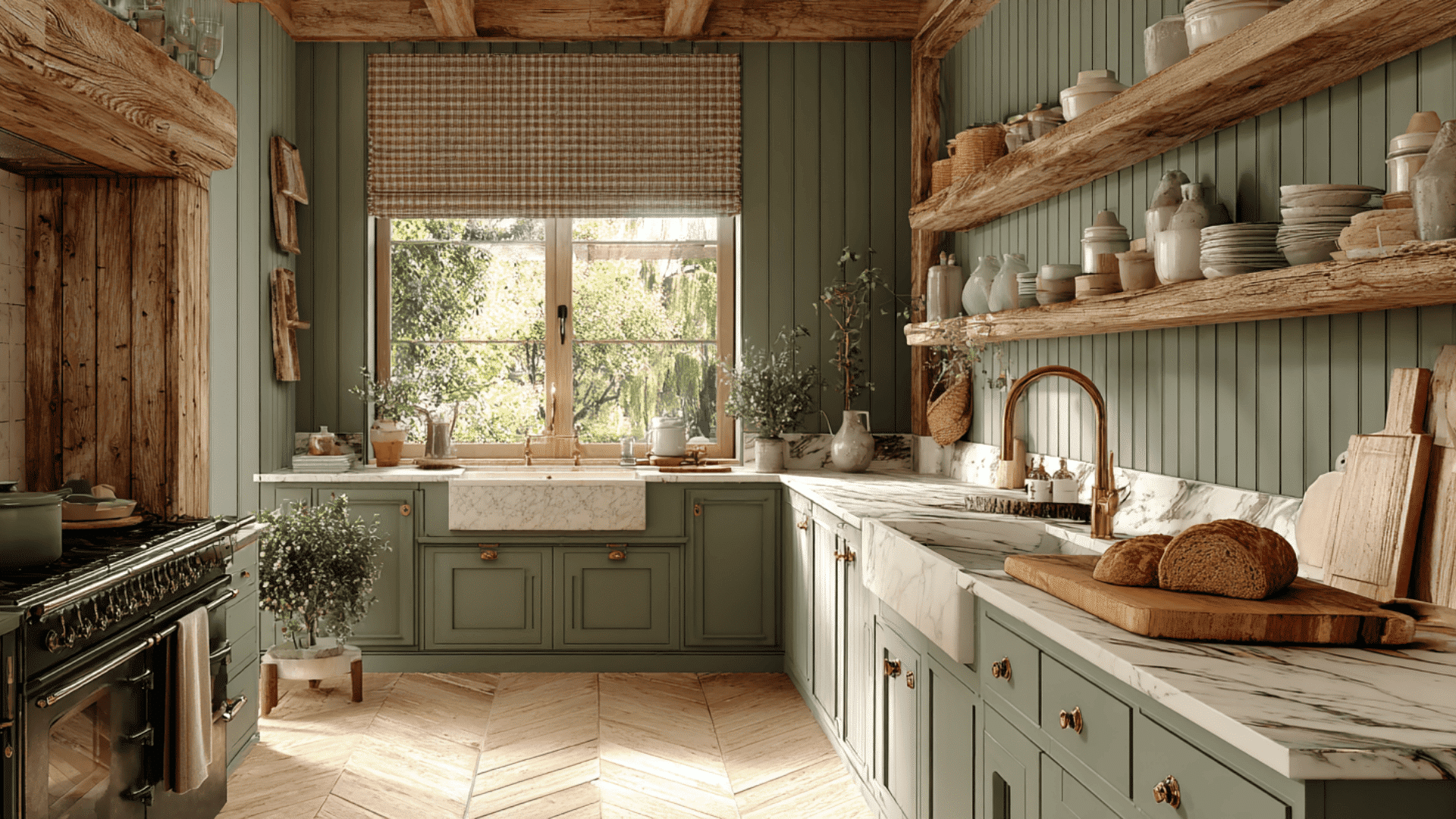green kitchen cabinet