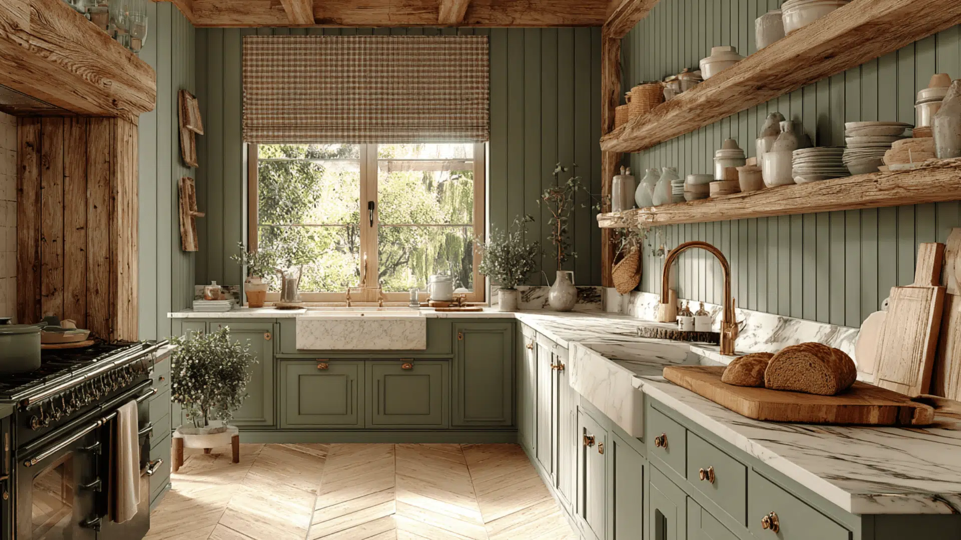 green kitchen cabinet