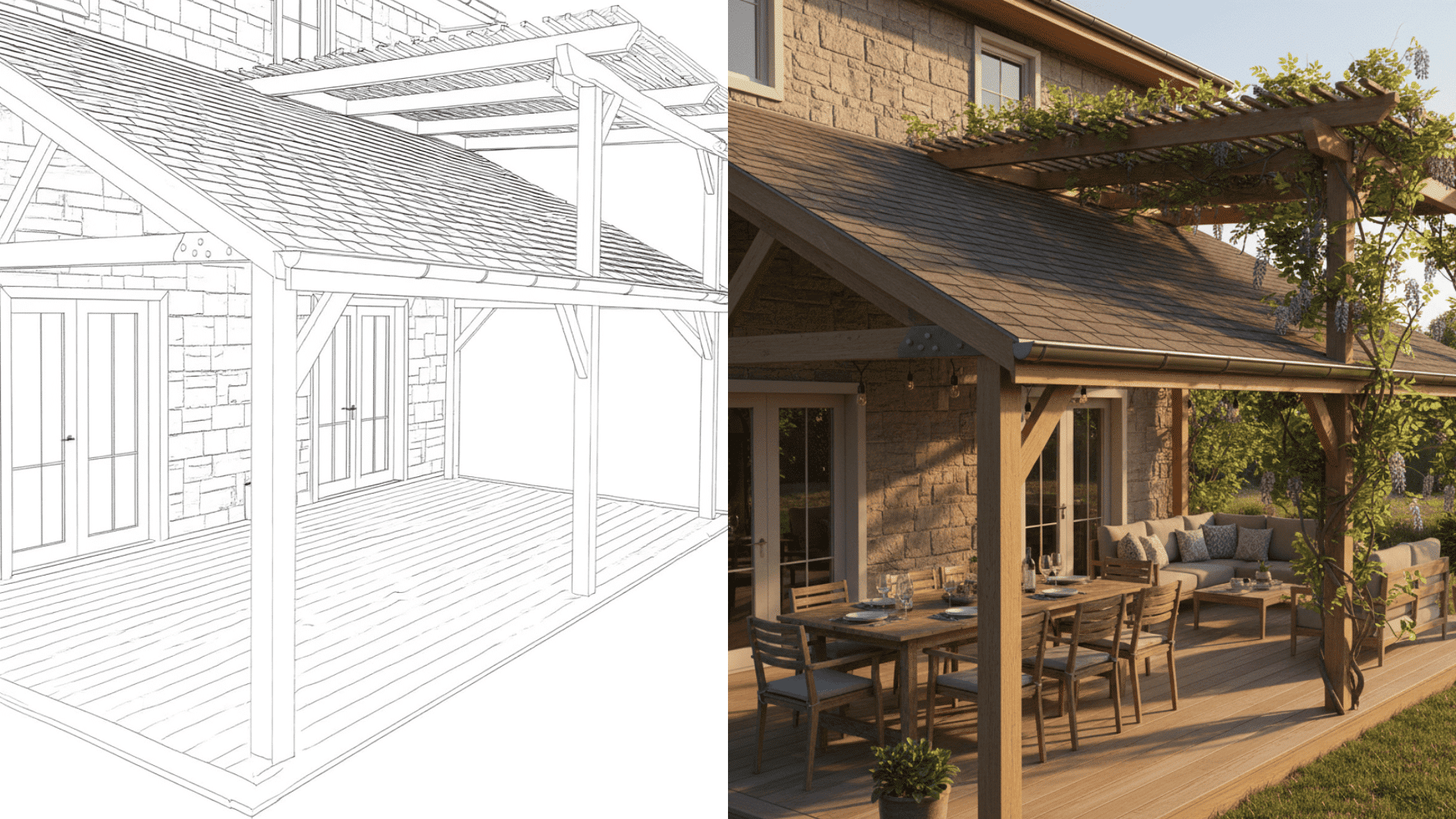 light and shade lean to pergola roof