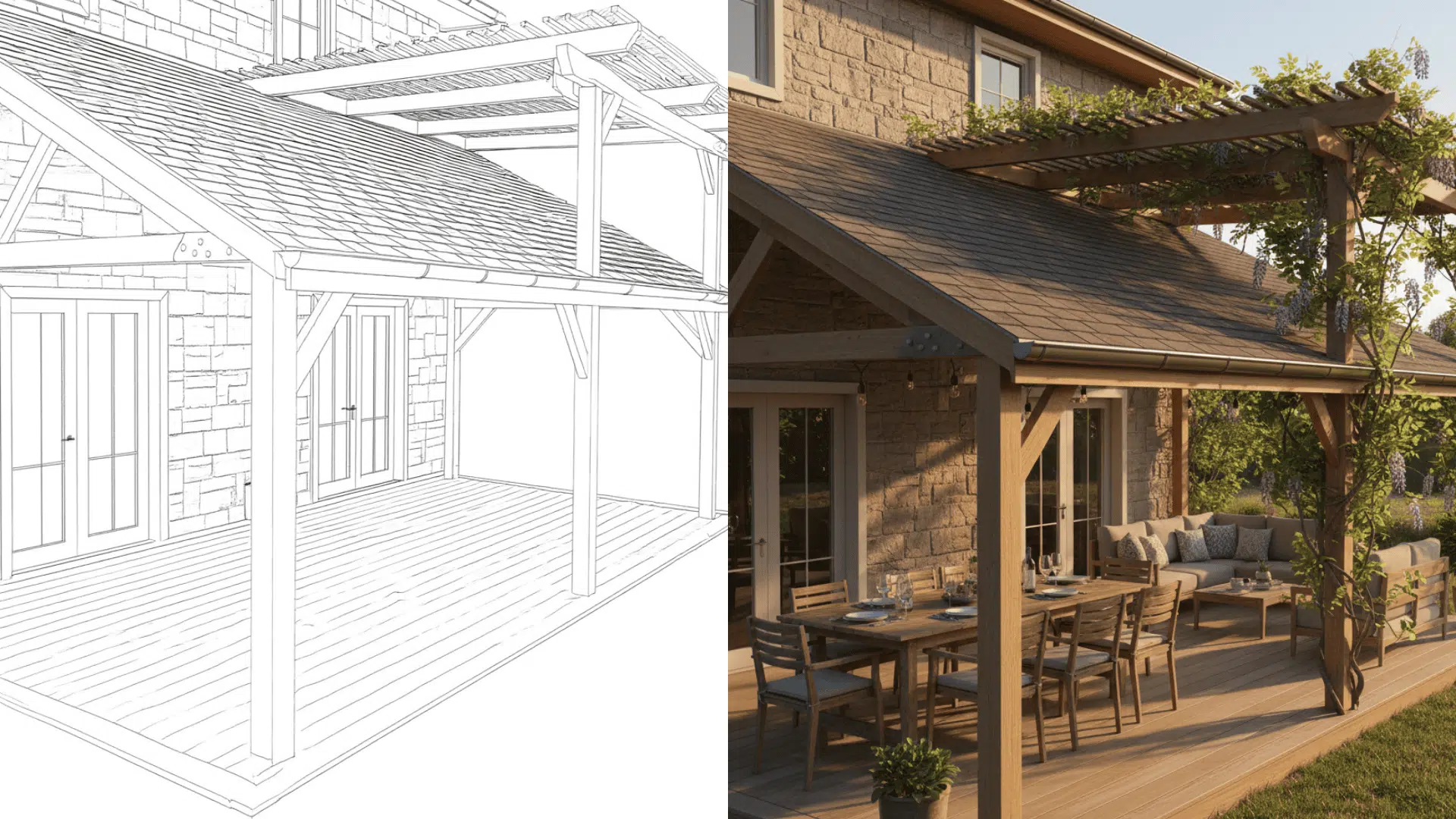 light and shade lean to pergola roof