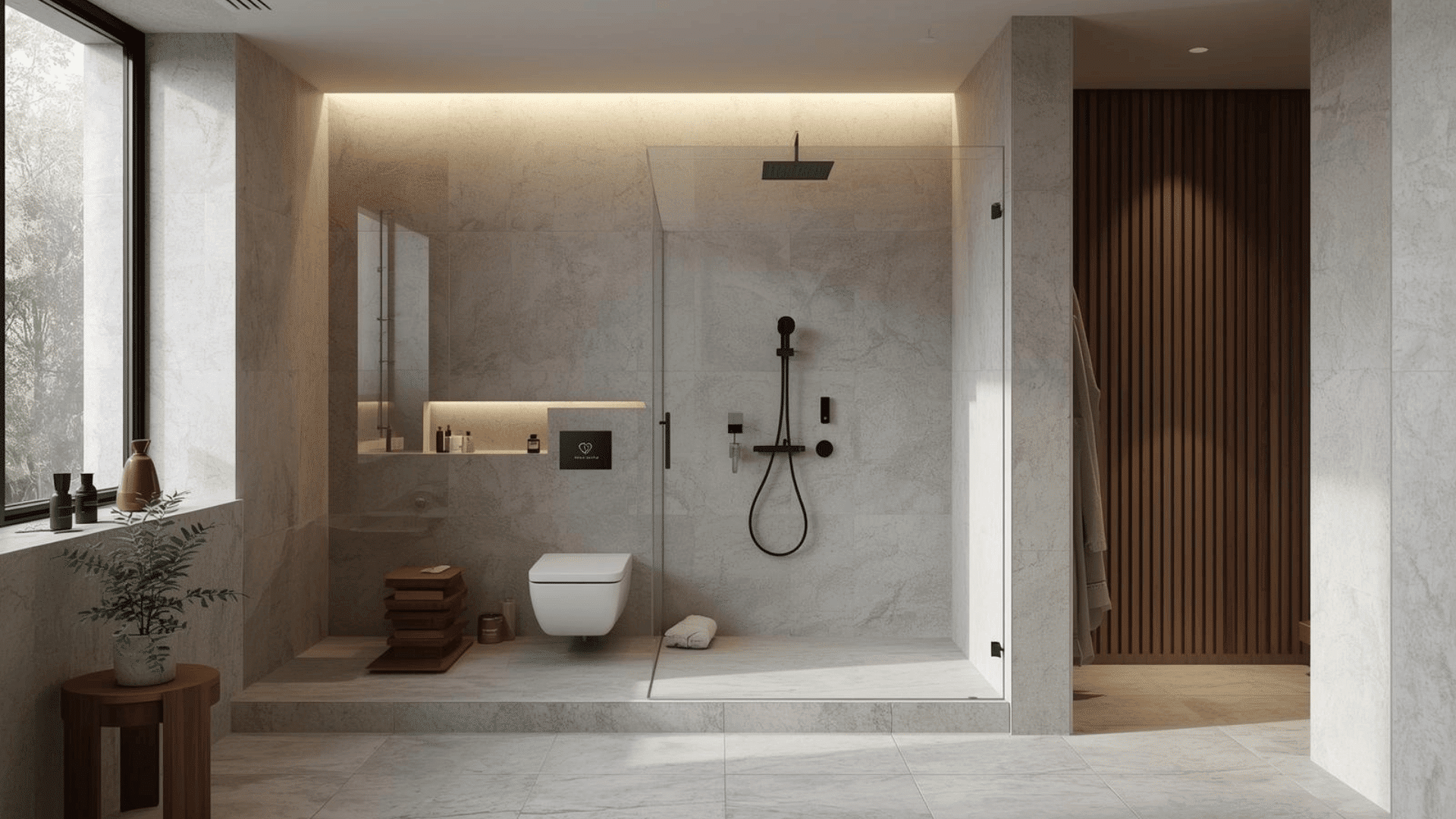 minimal stone shower